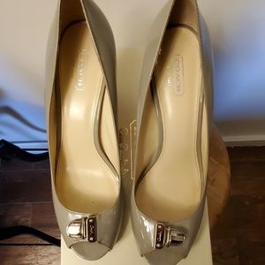 NWOT Coach patent leather peep toes